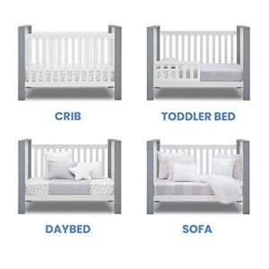 Delta Children Miles 4-in-1 Convertible Crib, Greenguard Gold Certified, Bianca White/Textured Cloud