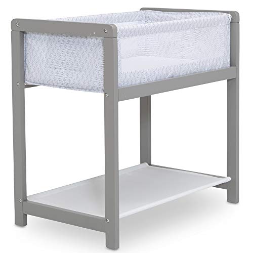 Delta Children Classic Wood Bedside Bassinet Sleeper - Portable Crib with High-End Wood Frame, Link