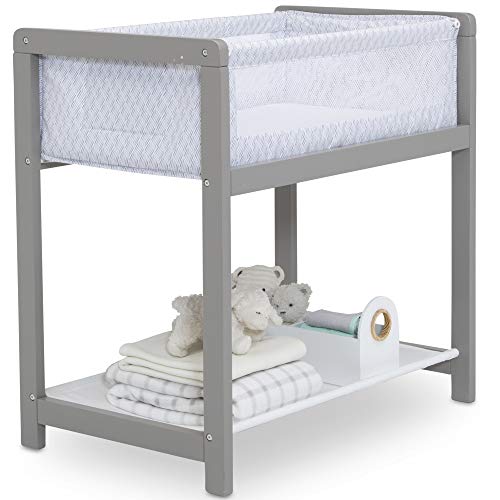 Delta Children Classic Wood Bedside Bassinet Sleeper - Portable Crib with High-End Wood Frame, Link