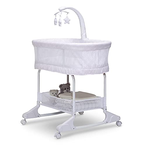 Delta Children SleepCool Rocking Bassinet with Airflow Mesh, Pink Fresco