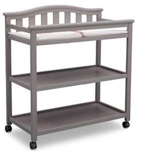 Delta Children Bell Top Changing Table with Wheels and Changing Pad, Greenguard Gold Certified, Grey, 1 Count (Pack of 1)