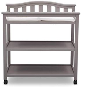 Delta Children Bell Top Changing Table with Wheels and Changing Pad, Greenguard Gold Certified, Grey, 1 Count (Pack of 1)