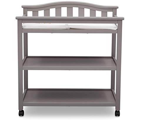 Delta Children Bell Top Changing Table with Wheels and Changing Pad, Greenguard Gold Certified, Grey, 1 Count (Pack of 1)