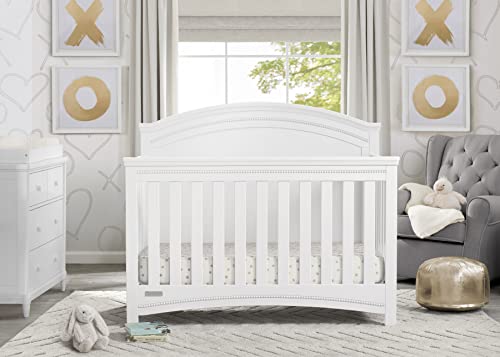 Delta Children Simmons Kids SlumberTime Emma 4-in-1 Convertible Baby Crib N More - Greenguard Gold Certified, Bianca White