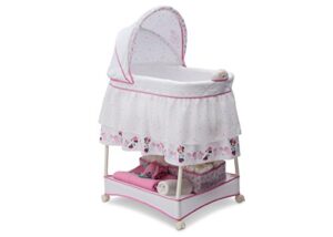 delta children gliding bedside bassinet – portable crib with lights, sounds and vibration, disney minnie mouse boutique