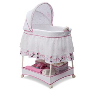 Delta Children Gliding Bedside Bassinet - Portable Crib with Lights, Sounds and Vibration, Disney Minnie Mouse Boutique