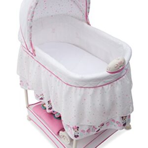 Delta Children Gliding Bedside Bassinet - Portable Crib with Lights, Sounds and Vibration, Disney Minnie Mouse Boutique