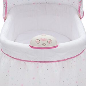 Delta Children Gliding Bedside Bassinet - Portable Crib with Lights, Sounds and Vibration, Disney Minnie Mouse Boutique