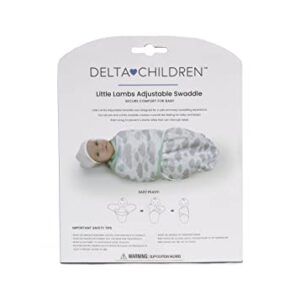 Delta Children Little Lambs Adjustable Swaddle Wrap - 100% Cotton - Size Small/Medium, Fits Babies 0-3 Months/7-14 lbs, 3-Pack, Boy, Blue