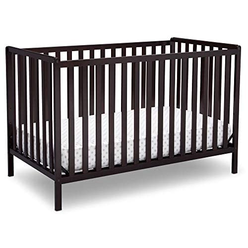 Delta Children Heartland 4-in-1 Convertible Crib Infant Changing Table with Pad + Serta Perfect Start Crib Mattress, Dark Chocolate