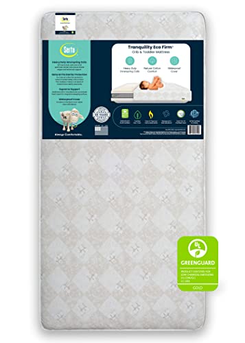 Serta Tranquility Eco Firm 2-Stage Premium Baby Crib Mattress & Sealy Stain Protection Waterproof Fitted Toddler Bed and Baby Crib Mattress Pad