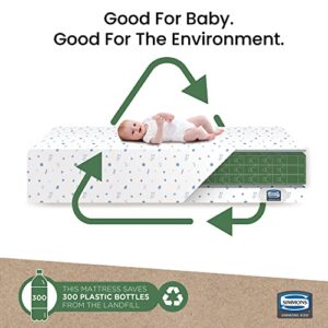 Delta Children Homestead Toddler Bed - Greenguard Gold Certified, Bianca White + Simmons Kids Quiet Nights Dual Sided Crib and Toddler Mattress (Bundle)