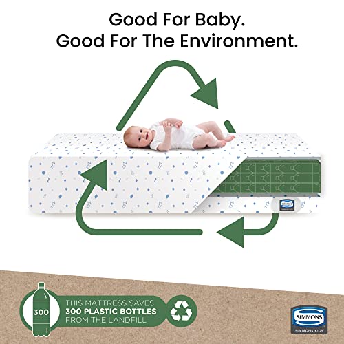 Delta Children Homestead Toddler Bed - Greenguard Gold Certified, Bianca White + Simmons Kids Quiet Nights Dual Sided Crib and Toddler Mattress (Bundle)