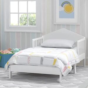 Delta Children Homestead Toddler Bed - Greenguard Gold Certified, Bianca White + Simmons Kids Quiet Nights Dual Sided Crib and Toddler Mattress (Bundle)