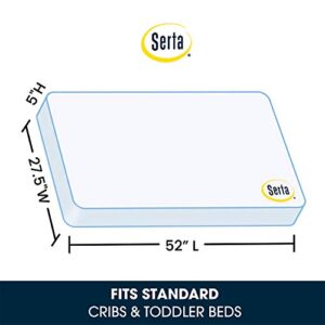 Delta Children Heartland 4-in-1 Convertible Crib Infant Changing Table with Pad + Serta Perfect Start Crib Mattress, Grey