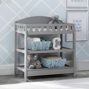 Delta Children Heartland 4-in-1 Convertible Crib Infant Changing Table with Pad + Serta Perfect Start Crib Mattress, Grey