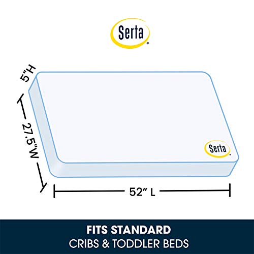 Delta Children Heartland 4-in-1 Convertible Crib Infant Changing Table with Pad + Serta Perfect Start Crib Mattress, Bianca White