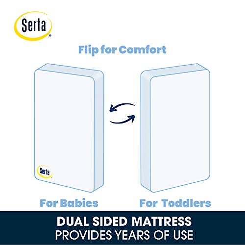 Delta Children Heartland 4-in-1 Convertible Crib Infant Changing Table with Pad + Serta Perfect Start Crib Mattress, Bianca White