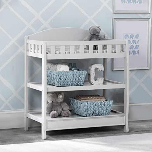 Delta Children Heartland 4-in-1 Convertible Crib Infant Changing Table with Pad + Serta Perfect Start Crib Mattress, Bianca White