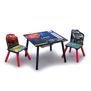 Delta Children Kids Table and Chair Set With Storage (2 Chairs Included) - Ideal for Arts & Crafts, Snack Time, Homework & More, Disney/Pixar Cars, 3 Piece Set