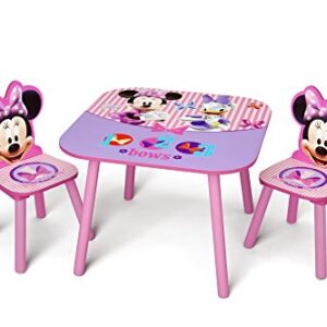 Delta Children Kids Table and Chair Set (2 Chairs Included) - Ideal for Arts & Crafts, Snack Time, Homeschooling, Homework & More, Disney Minnie Mouse