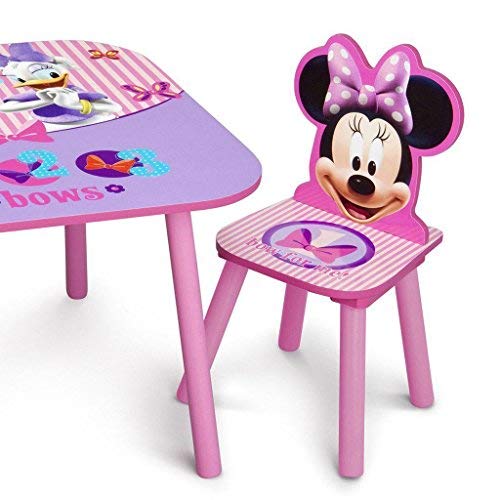 Delta Children Kids Table and Chair Set (2 Chairs Included) - Ideal for Arts & Crafts, Snack Time, Homeschooling, Homework & More, Disney Minnie Mouse