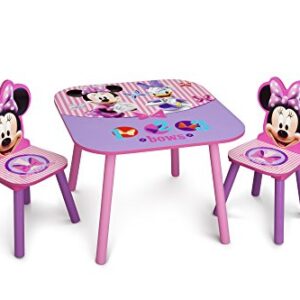 Delta Children Kids Table and Chair Set (2 Chairs Included) - Ideal for Arts & Crafts, Snack Time, Homeschooling, Homework & More, Disney Minnie Mouse