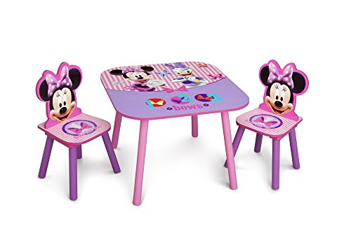 Delta Children Kids Table and Chair Set (2 Chairs Included) - Ideal for Arts & Crafts, Snack Time, Homeschooling, Homework & More, Disney Minnie Mouse