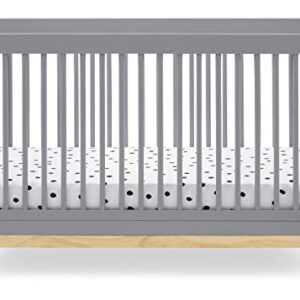 Delta Children Poppy Crib 7-Piece Baby Nursery Furniture Set–Includes: Convertible Crib, Glider, Dresser, Changing Top, Crib Mattress, Sheets, & Changing Pad, Grey w/Natural
