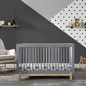 Delta Children Poppy Crib 7-Piece Baby Nursery Furniture Set–Includes: Convertible Crib, Glider, Dresser, Changing Top, Crib Mattress, Sheets, & Changing Pad, Grey w/Natural