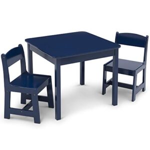 delta children mysize kids wood table and chair set (2 chairs included) – ideal for arts & crafts, snack time, homeschooling, homework & more – greenguard gold certified, deep blue