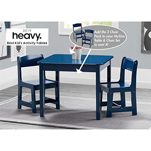 Delta Children MySize Kids Wood Table and Chair Set (2 Chairs Included) - Ideal for Arts & Crafts, Snack Time, Homeschooling, Homework & More - Greenguard Gold Certified, Deep Blue