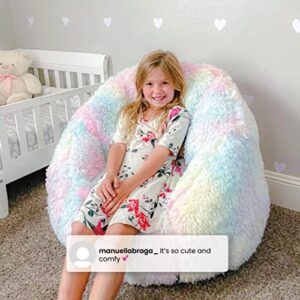 Delta Children Cozee Fluffy Chair, Kid Size (for Kids Up to 10 Years Old), Tie Dye