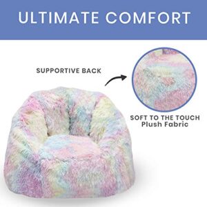 Delta Children Cozee Fluffy Chair, Kid Size (for Kids Up to 10 Years Old), Tie Dye