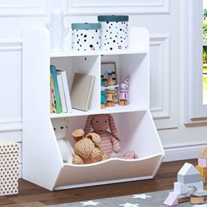 UTEX Toy Storage Organizer, 40" Kids Toy Storage Cubby with Bins,Toy Boxes and Storage for Playroom,Bedroom,Nursery School,White