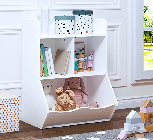 UTEX Toy Storage Organizer, 40" Kids Toy Storage Cubby with Bins,Toy Boxes and Storage for Playroom,Bedroom,Nursery School,White