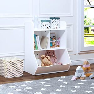 UTEX Toy Storage Organizer, 40" Kids Toy Storage Cubby with Bins,Toy Boxes and Storage for Playroom,Bedroom,Nursery School,White