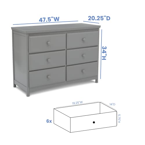 Delta Children Emerson 6 Drawer Dresser, Greenguard Gold Certified, Grey