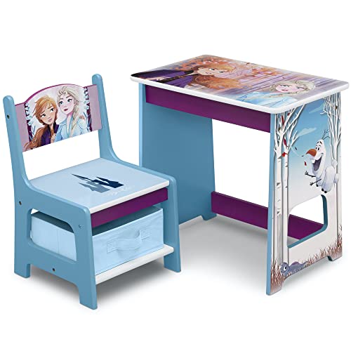 Disney Frozen Kids Wood Art Desk and Chair Set with Dry Erase Top and Reusable Vinyl Cling Stickers by Delta Children - Greenguard Gold Certified