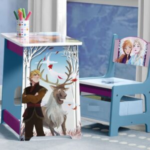 Disney Frozen Kids Wood Art Desk and Chair Set with Dry Erase Top and Reusable Vinyl Cling Stickers by Delta Children - Greenguard Gold Certified