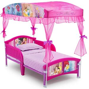 delta children canopy toddler bed, disney princess( 54.5″lx29.5″ w x 51″ h)
