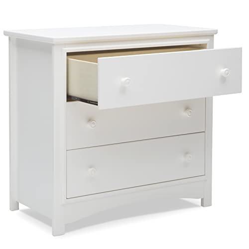 Delta Children Perry 3 Drawer Dresser with Changing Top, Greenguard Gold Certified, Bianca White