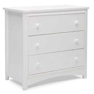 Delta Children Perry 3 Drawer Dresser with Changing Top, Greenguard Gold Certified, Bianca White