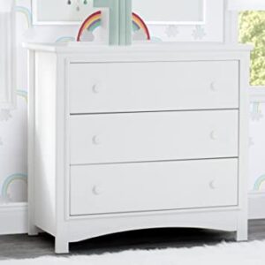 Delta Children Perry 3 Drawer Dresser with Changing Top, Greenguard Gold Certified, Bianca White