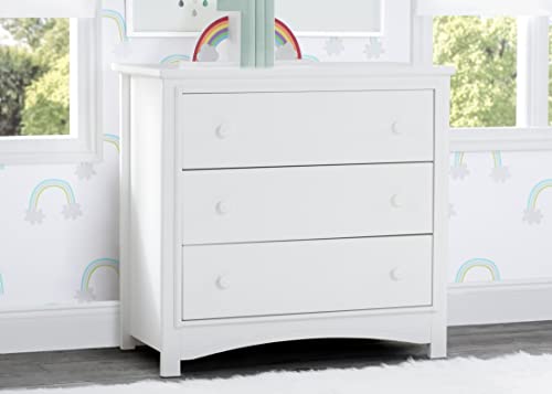 Delta Children Perry 3 Drawer Dresser with Changing Top, Greenguard Gold Certified, Bianca White