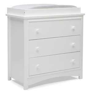 Delta Children Perry 3 Drawer Dresser with Changing Top, Greenguard Gold Certified, Bianca White