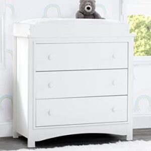 Delta Children Perry 3 Drawer Dresser with Changing Top, Greenguard Gold Certified, Bianca White