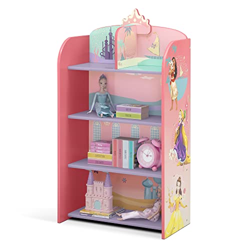 Disney Princess Wooden Playhouse 4-Shelf Bookcase for Kids by Delta Children - Greenguard Gold Certified, Pink