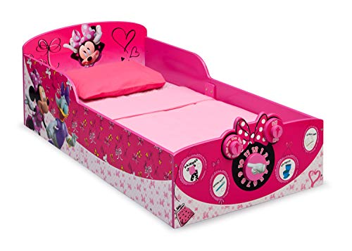 Delta Children Interactive Wood Toddler Bed, Disney Minnie Mouse + Serta Perfect Slumber Dual Sided Recycled Fiber Core Toddler Mattress (Bundle)