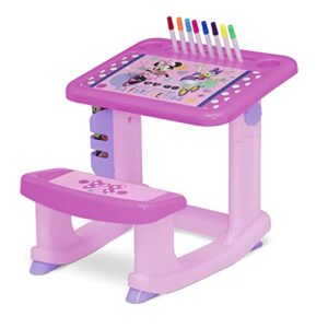 Disney Minnie Mouse Draw and Play Desk by Delta Children – Includes 10 Markers and Coloring Book, Pink